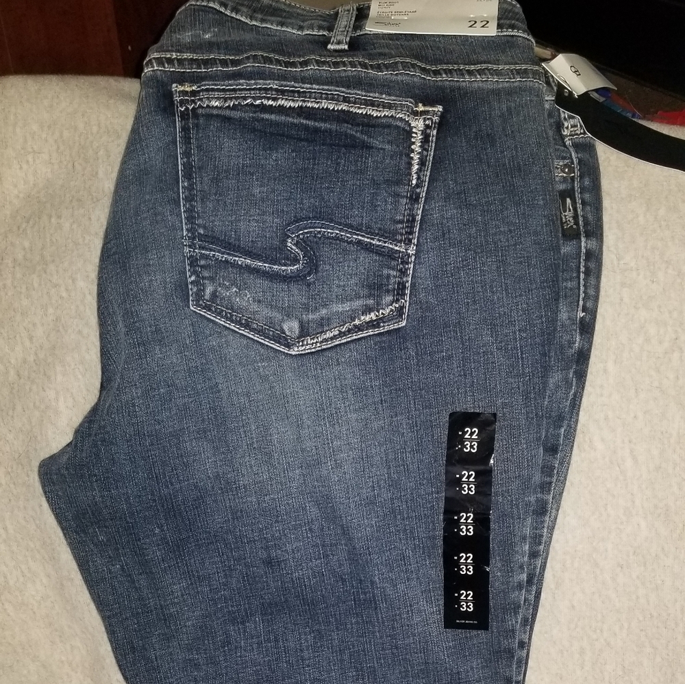 NWT Silver Elyse Jeans Size 22 x 33